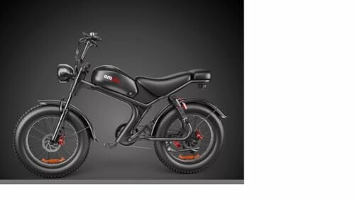 Sleek black electric motorbike side view