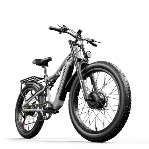 Electric mountain bike with thick tires and sturdy frame