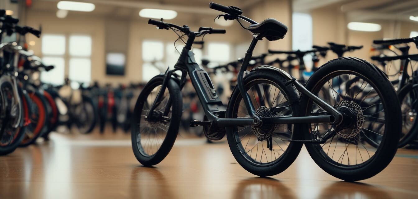 Folding electric bike in store