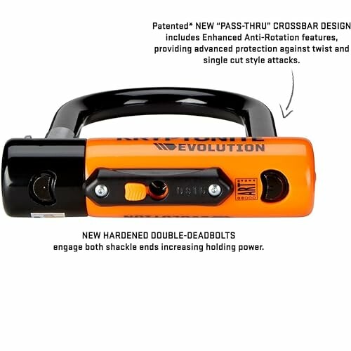 Kryptonite bike lock with patented anti-rotation crossbar design.
