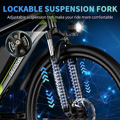 Lockable suspension fork on a bike with adjustable settings